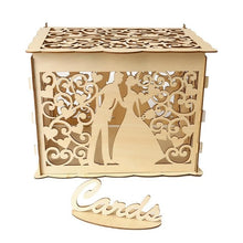 Load image into Gallery viewer, Wooden wedding gift box wooden card