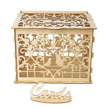 Load image into Gallery viewer, Wooden wedding gift box wooden card