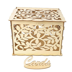 Wooden wedding gift box wooden card