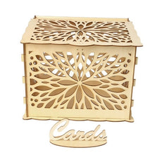 Load image into Gallery viewer, Wooden wedding gift box wooden card
