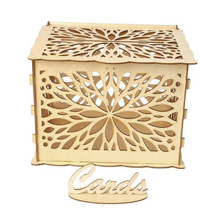 Wooden wedding gift box wooden card