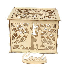 Load image into Gallery viewer, Wooden wedding gift box wooden card