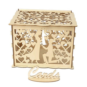 Wooden wedding gift box wooden card