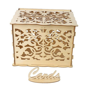 Wooden wedding gift box wooden card