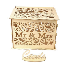 Load image into Gallery viewer, Wooden wedding gift box wooden card
